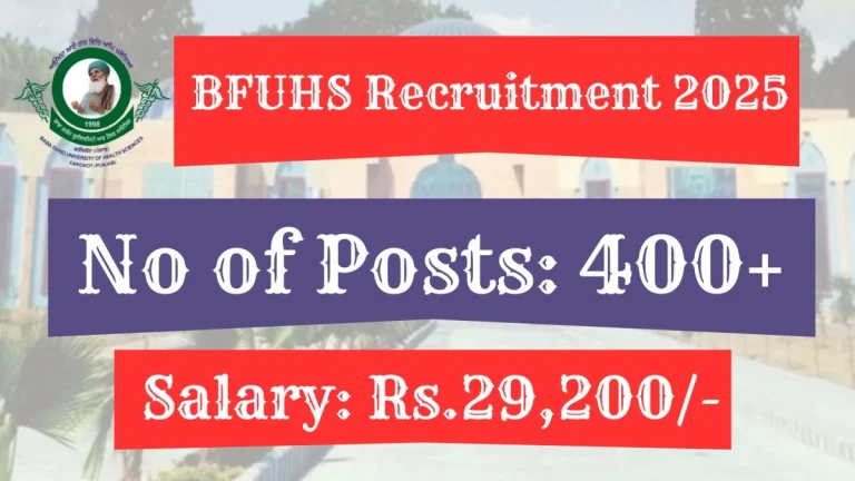 BFUHS Staff Nurse Recruitment 2025 - Apply Online for 406 Posts