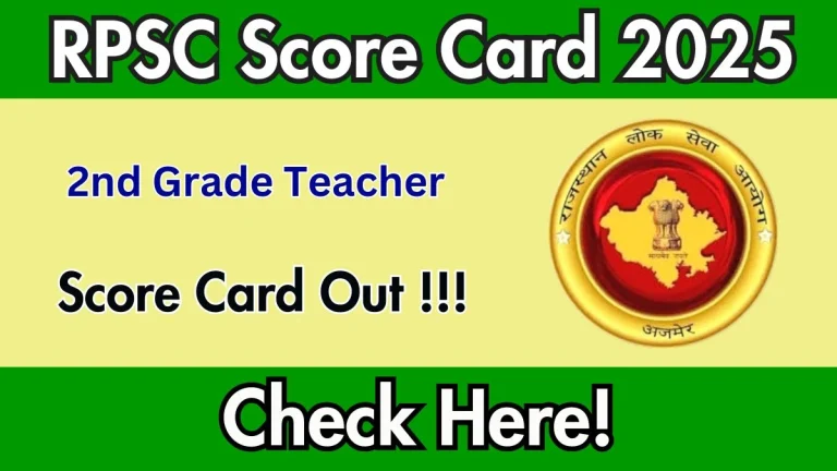 RPSC 2nd Grade Teacher Score Card 2025 Released – Download PDF at rpsc.rajasthan.gov.in