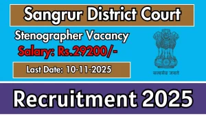 Sangrur District Court Stenographer Grade III Recruitment 2025 - Apply Offline for 12 Posts