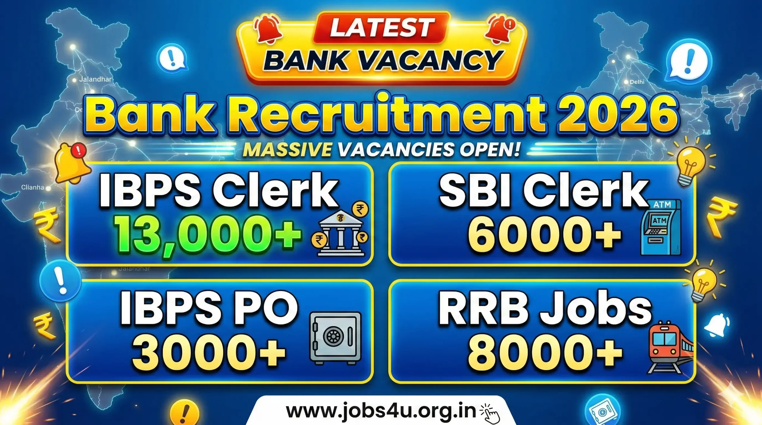Bank vacancy 2026 for SBI, IBPS Clerk, PO and RRB jobs updates