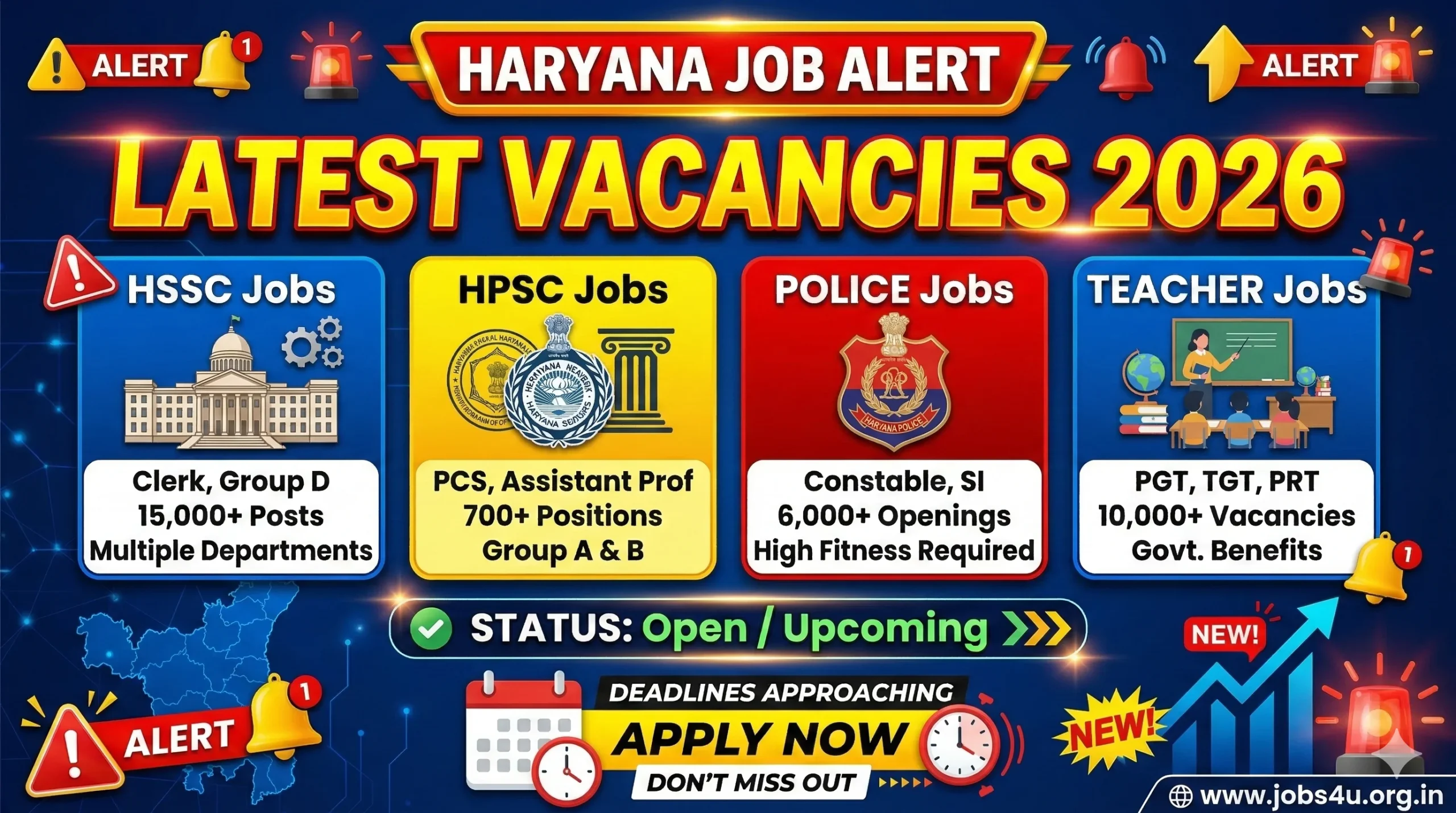 Haryana job alert 2026 for HSSC, HPSC, police and teacher vacancies
