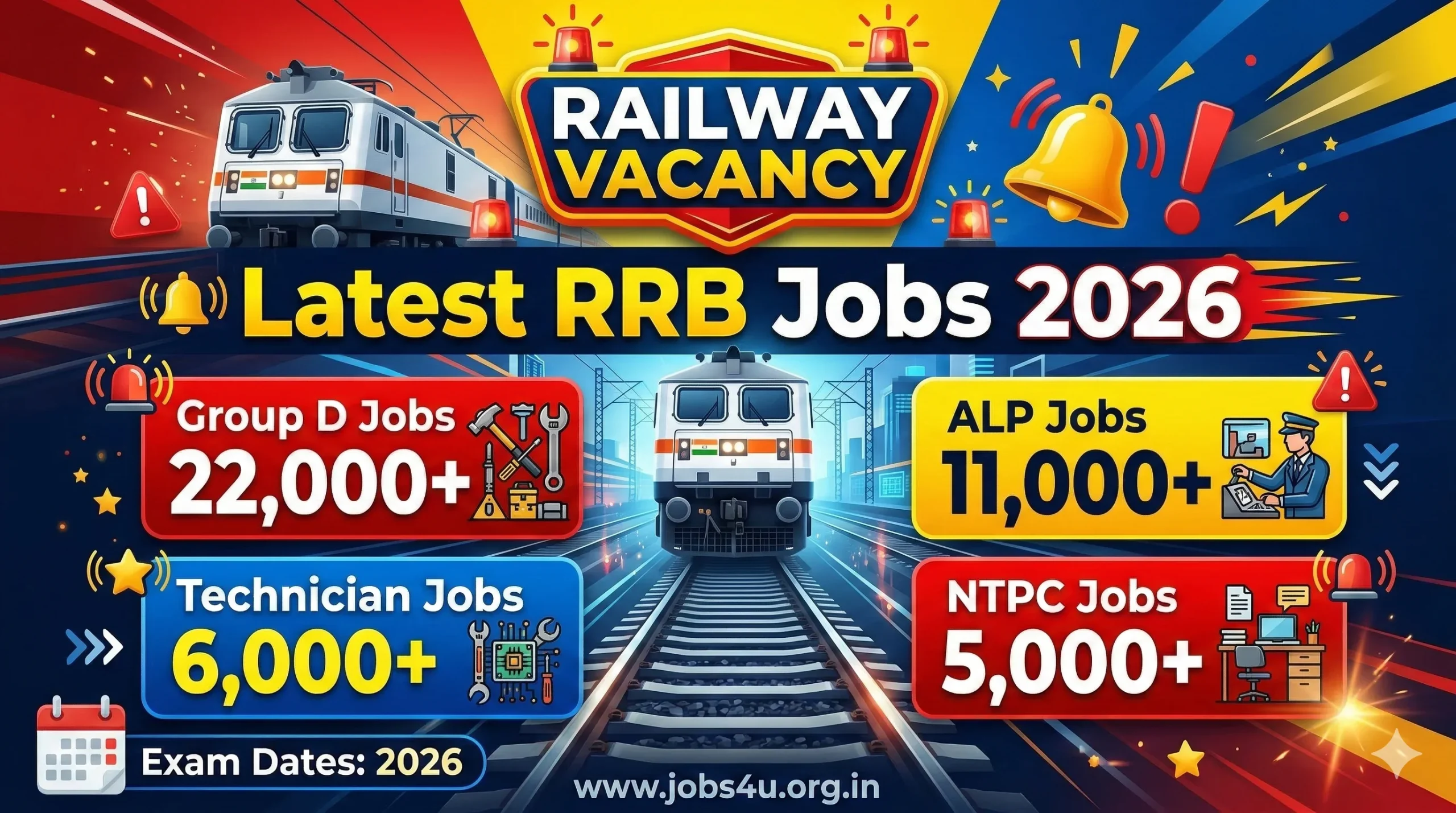 Railway vacancy 2026 for RRB Group D, ALP and NTPC jobs