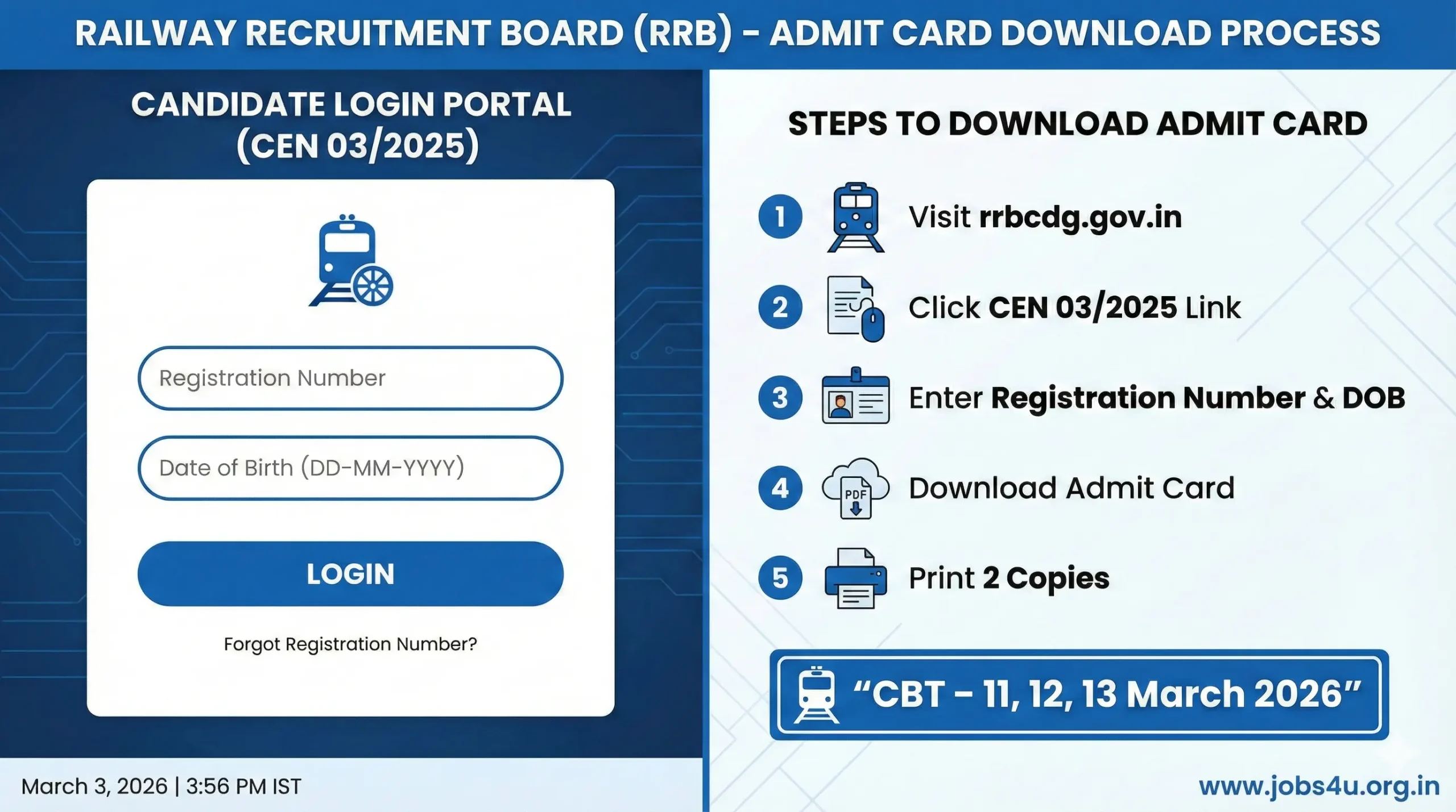 How to download RRB Nursing Superintendent Admit Card 2026 CBT hall ticket