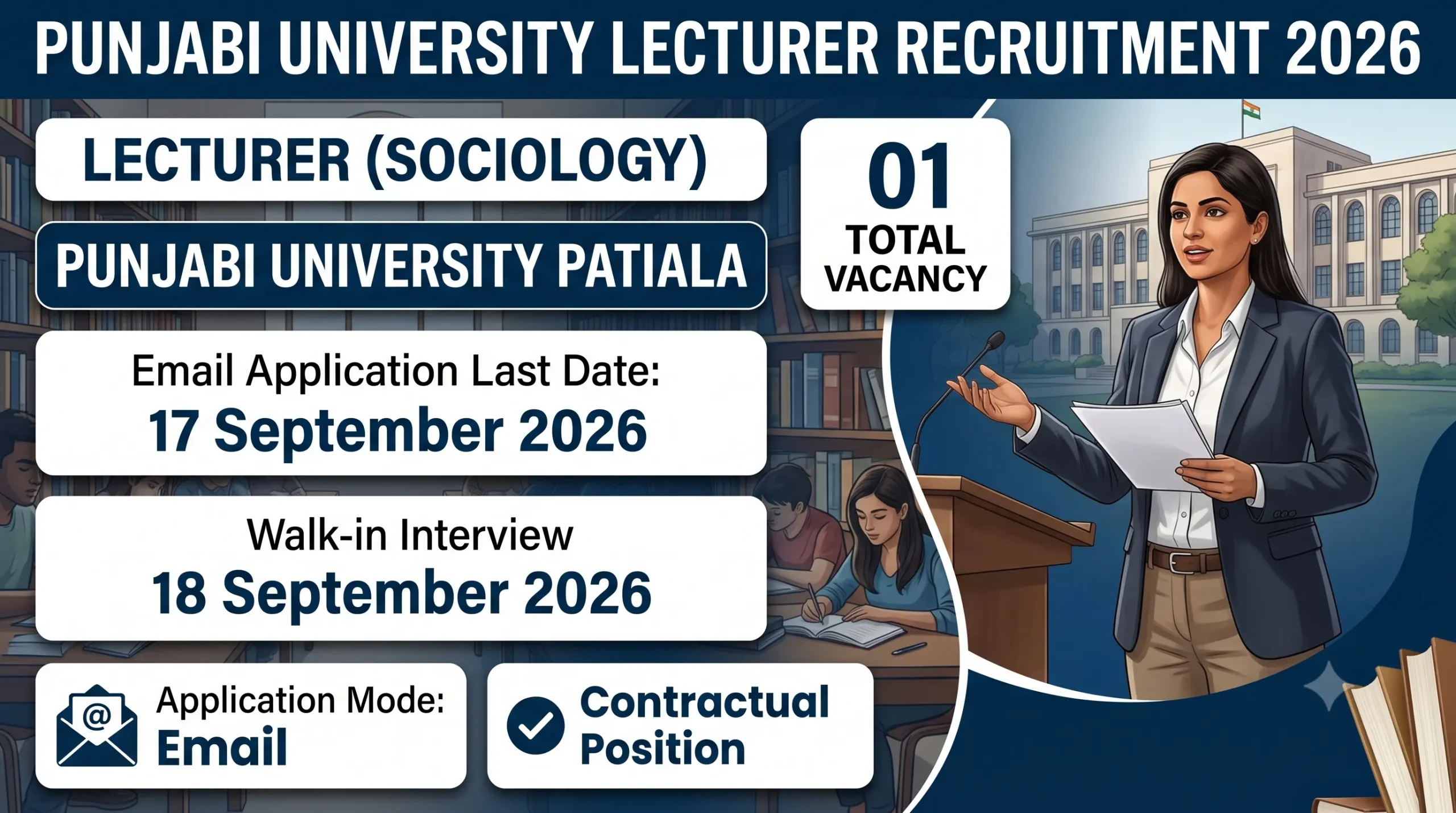 Punjabi University Lecturer Sociology Recruitment 2026 eligibility application and walk-in interview