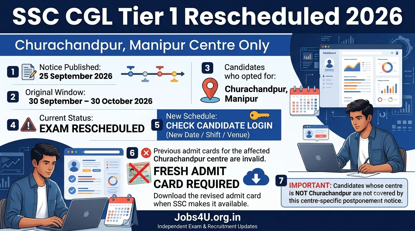 SSC CGL Tier 1 Churachandpur centre rescheduled exam date candidate login 2026